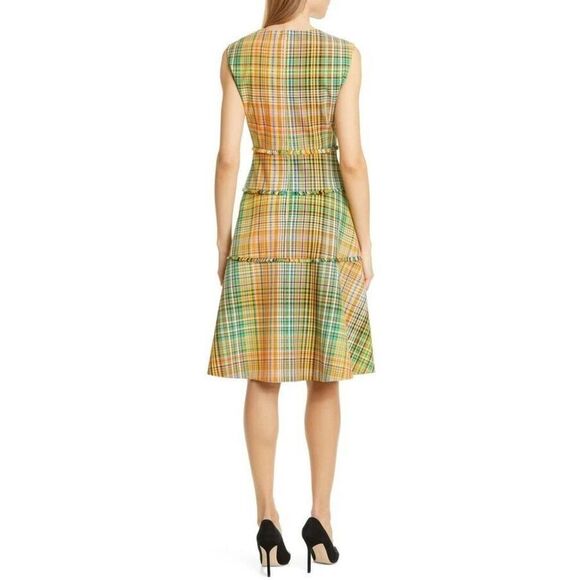 $1390 Lela Rose Plaid Fringe Trim Fit & Flare Dress, size 6 - Picture 4 of 7